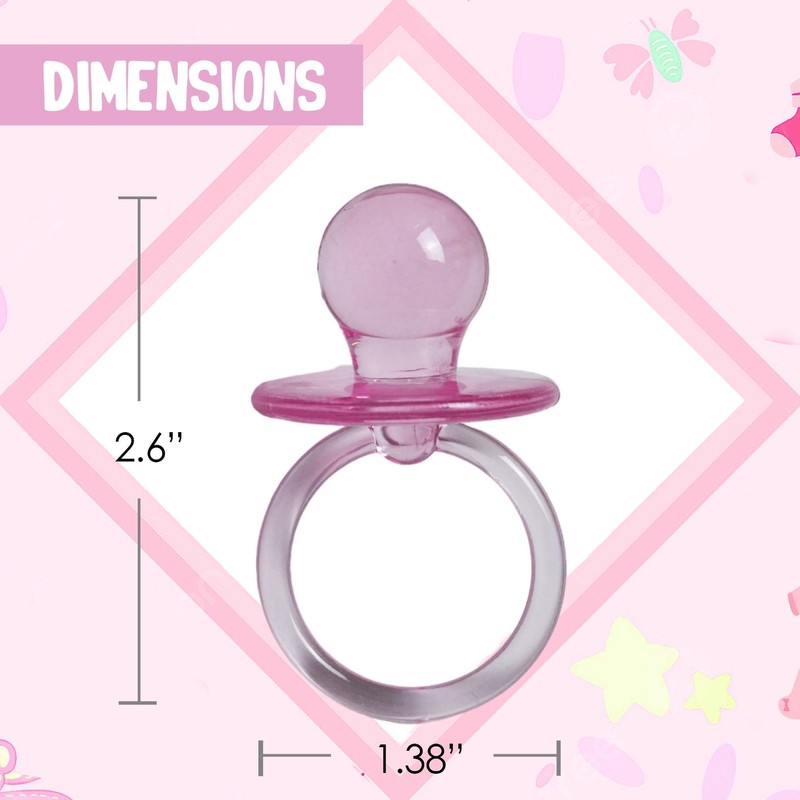 Baby Pacifier 2.5" Baby Shower Favors Decoration (Pink, 36 Count)