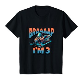 Kids Snowmobile Braaaap I'm 3 Year Old 3rd Birthday Boy T-Shirt