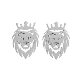 Hip Hop Crown Lion Brooches Stainless Steel Mens Animal Talisman Party Accessories Trendy Wedding Jewelry Badge Pins for Groom (gold)