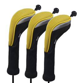 Andux 3Pack Long Neck Golf Hybrid Club Head Covers Dial No. Tag CTMT-02 (Yellow)