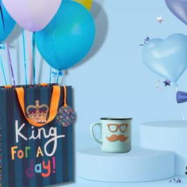 Glick Luxury Gift Bag 'King for a Day', Perfect for Celebrating Your Dad, Uncle, Brother, Nephew, A Large Gift Bag Specially Designed for Your King, Measuring 315 x 260 x 135 mm