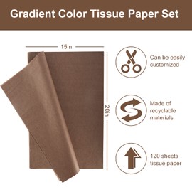 JUNRU 120 Sheet Assorted Brown Tissue Paper 15 x 20 Inch St. Patrick's Day Gift Wrapping Paper Decorative Gift Wrap Tissue Paper Art Paper Crafts for Fall Harvest Holiday Pompom, 3 Colors