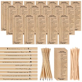 Yeaqee 50 Sets Christian Gifts Bible Verse Pencils Bulk for Church Religious Wood Pencils with Inspirational Bookmarks SunDay School Supplies for Student Teacher Classroom Prizes (Rope)
