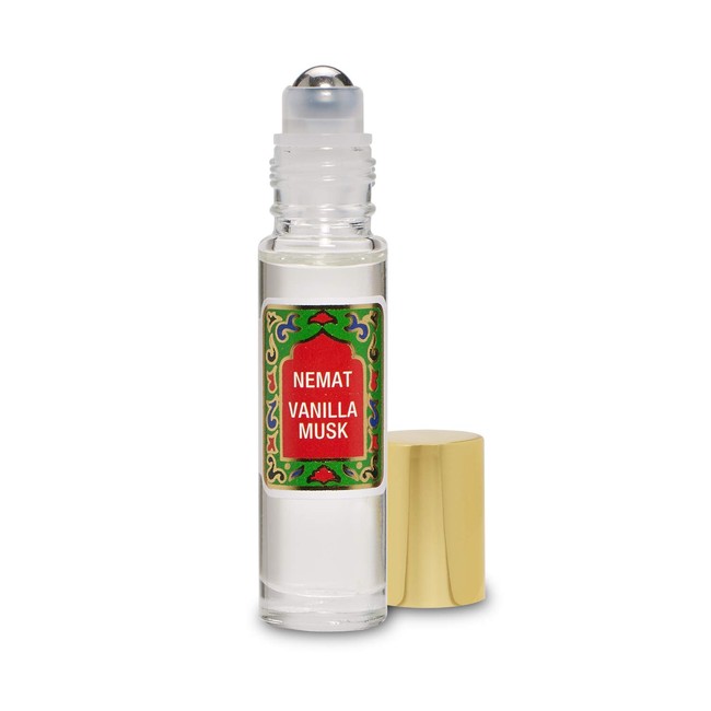Vanilla Musk Perfume Oil Roll-On - Vanilla Fragrance Oil Roller (No Alcohol) Perfumes for Women and Men by Nemat Fragrances, 10 ml / 0.33 fl Oz