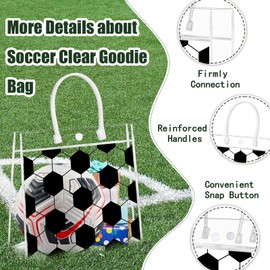 HYMENEX 24Pcs Soccer Gift Bags, Soccer Goodie Bags with Handles Clear PVC Sport Theme Bag for Team Competition Birthday Party Favor Treat Snack Gifts