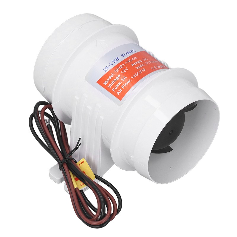 In Line Air Blower 3in 145CFM 12V High Efficiency Marine