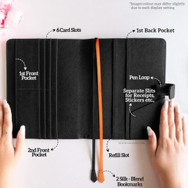 NEORAH — A5 Travel Journal Notebook Organiser SLEEVE with Snap + Journal - [ DOTGRID JOURNAL INCLUDED ] - Office Diary Notebook Planner Holder - Vegan Leather | Insert any Soft Cover & replace when