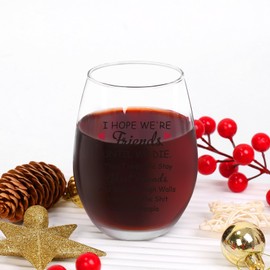 Jogskeor I Hope We're Friends Until We Die Stemless Wine Glass 15Oz, Funny Friendship Gifts for Women, Bestie, Soul Sister, Female, Friend Gifts for Sister Birthday, Christmas