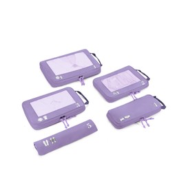 ECOHUB 5-Piece Compression Suitcase Organiser Set for Backpack Compression Packing Cubes Packing Cubes Suitcase Organiser Packing Bags Clothes Bags for Suitcases Travel Organiser (Light Purple)