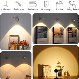 L&M LUJOMTL Motion Sensor Cordless Picture Lights with Remote, Picture Lights for Wall Battery Operated, Adjustable Picture Frame Lights 3 Color, (White)