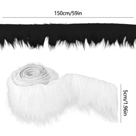 DBALL Pack of 2 Faux Fur for Crafts, 2 x 60 Inches per Pre-Cut Strips, Faux Fur, Sold by the Metre, Fluffy Long Hair Plush for DIY, Christmas Decoration, Clothing Accessories (White Black)