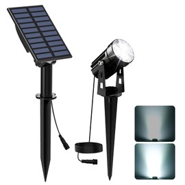 CREPOW Solar Spot Lights Outdoor, Solar Landscape Spotlights IP65 Waterproof 9.8ft Cable,Auto On/Off Outdoor Wall Lights for Garden Yard Driveway Porch Walkway Pool (6000K White)