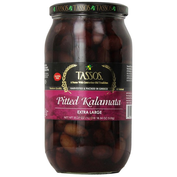 Tassos Pitted Kalamata Extra Large Olives, 18.34 Ounce