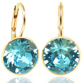 Nobel Schmuck Short Earrings with Crystals, 925 Silver, Gold, Silver, Crystal