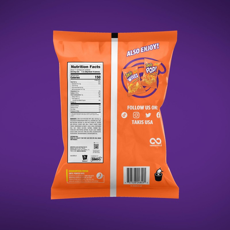 Takis Intense Nacho 17 oz Fiesta Size Bag, Cheese Flavored