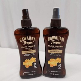 Hawaiian Tropic Island Tanning Coconut Oil SPF 6 - 8 oz - Exp  12/24 - Lot of 2