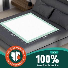 MILDPLUS Disposable Bed Pads 30“X36”, 50 Count Extra Large Underpads for Incontinence Disposable Pads for Adult, Bedwetting Child or Pets (No Adhesive)