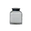 Creative Co-Op Large, Clear Square Glass Jar with Lid, Black