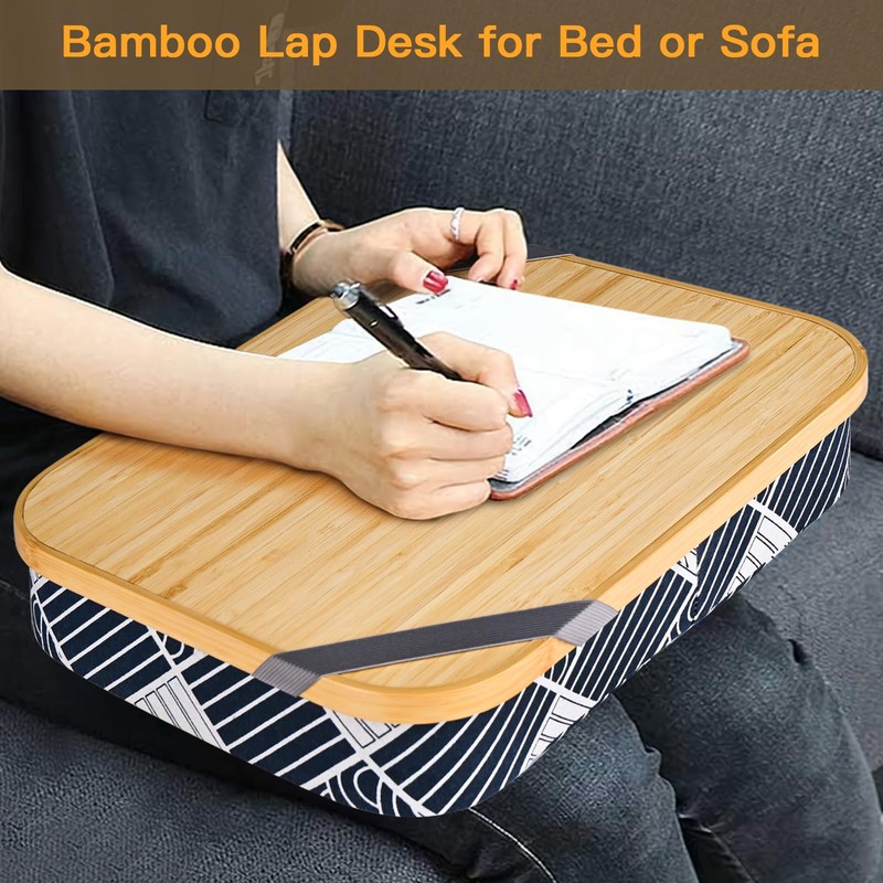 Mayjoy Bamboo Lap Desk with Storage, Cover Removable Lap Desk