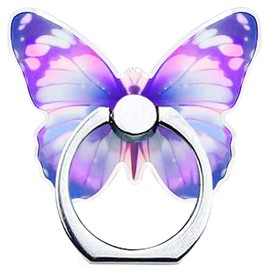 Kinizuxi Cell Phone Ring Holder Stand, Cute Butterfly Phone Ring Grip Holder 360° Rotation Finger Kickstand Compatible with All Smartphones Tablet(1Pack Purple)