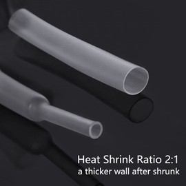 Ginsco 324 Pcs 6 Size φ1.5/2.5/3/5/6/10mm Clear Heat Shrink Tubing Cable Wrap Kit