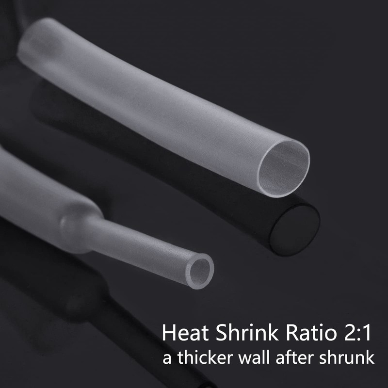 Ginsco 324 Pcs 6 Size φ1.5/2.5/3/5/6/10mm Clear Heat Shrink Tubing