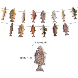 Fishing Banner & Fishing Cupcake Toppers Fishing Birthday Party Decorations for Fishing Themed Boys Girls Birthday Party Decorations