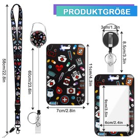 ID Card Holder with Band, ID Badge Holder Breakaway Lanyard for, Retractable Badge Reel, Removable Name Tag Clips, Neck Lanyard Strap, Teacher Office Gifts (Nurse Black)