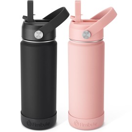 Fimibuke Kids Insulated Water Bottle - 2 Pack 18oz BPA-FREE 18/8 Stainless Steel Water Bottle with Straw for School Metal Travel Tumbler Leak Proof Kids Cup 002