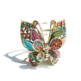 Women Lady Elegant Butterfly Hairpin Fancy Rhinestones Claw Clip Jaw Clips Vintage Chic Crystal Hair Catch Hair Accessories (Colorful)