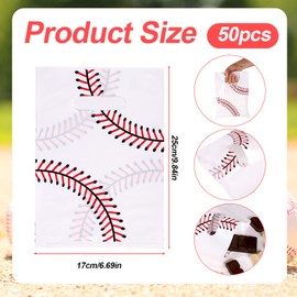 50pcs Baseball Party Favor Bags, Reusable Baseball Goodie Bags with Handles for Snack Candy Sports Theme Party Supplies Kids Birthday Decorations Gift Packing