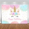 Happy Birthday Backdrop Banner Unicorn Birthday Party Backdrop, Pastel Rainbow