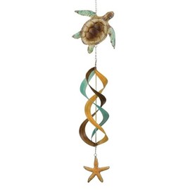 Hanging Wind Spinner Sea Turtle Multi Color Metal