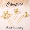 Campsis Wedding Bridal Hair Pins, Gold Pearl Flower Hair Piece,