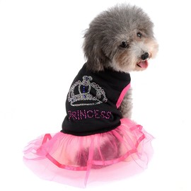 Ranphy Rhinestone Princess Dog Dress Lace Tutu Vest Skirt for Small Dog Cat Girl Apparel Pink Summer Sweet Puppy Wedding Dress Size XS