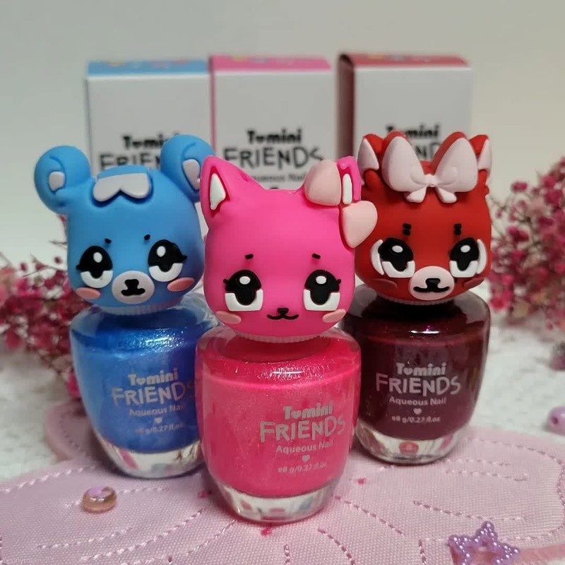 TOMINI FRIENDS WATER BASED NAILPOLISH (twinkle pink-cat)