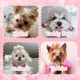 20 PCS Dog Hair Bows, Dog Bows Small Size Dog, Mixed Sweet Style, Suitable for Yorkshire Shih Tzu Maltese Pet Grooming (Various Patterns)