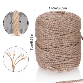 656 Ft Jute Rope 6 MM Thick Twine Rope 1/4” Heavy Duty Jute Twine String Brown Natural Hemps Ropes for Cat Tree Tower, Strong Burlap Cord for DIY Crafts Gardening Hammock Home Decorating Gift Wrapping
