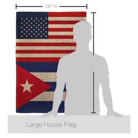 Americana Home & Garden Cuba US Friendship Burlap House Flag Set Regional Nation International World Country Particular Area Decoration Banner Small Garden Yard Gift Double-Sided, Made in USA