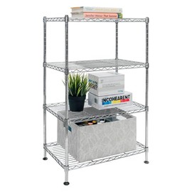 Shelving Inc. 12" d x 20" w x 32" h 4-Tier Chrome Wire Shelving, Standard Duty, Weight Capacity 88 lbs Per Shelf