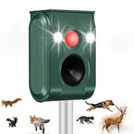 Cat Repellent Outdoor, Solar Ultrasonic Animal Repeller with Motion Sensor Flash Lights Waterproof Deer Repellent Devices Skunk Raccoon Squirrel Dog Cat Deterrent Outdoor for Garden Yard