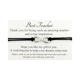 Lucor Teacher Gifts | Best Teacher Gifts | Teacher Infinity Wish String Bracelet | Thank You Gifts | End of Year End of Term Teacher Gifts | Gifts for Teacher(Black)