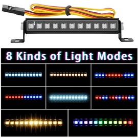 EPINON RC Light Bar 8 Light Modes Roof Lamp 44mm for 1/24 AXIAL SCX24 Bronco C10 JLU Gladiator Deadbolt Upgrade Parts