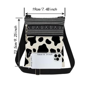 XiaoGalaee Stylish Cow Print Men Crossbody Bag - Adjustable Women Shoulder Bag with Cow Print Zipper Purse Ranch-Themed Country Gatherings Farmhouse Gift Daily Commute or Casual Outings