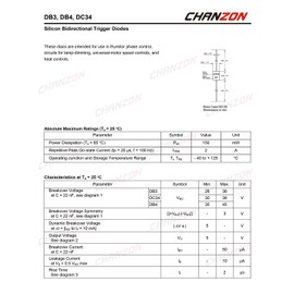 (Pack of 100 Pieces) Chanzon DB3 DIAC Bidirectional Trigger Diode 2A 32V 150mW DO-35 (DO-204AH) DB-3 Axial Silicon Diodes
