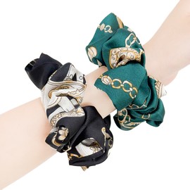 (2 types) Burnaby Luxury Black Green Point Scrunchy Black / (2종) 버나비 럭셔리 블랙 그린 포인트 스크런치 블랙