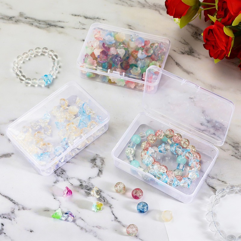 4 Pcs Mini Clear Plastic Storage Containers Box, 3.7x2.5x1 Inches