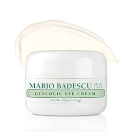 Mario Badescu Crema glicólica para ojos antienvejecimiento cuidado de la piel para líneas finas y arrugas, humectante para ojos durante la noche con vitamina E, AHA y manteca de cacao para piel mixta o seca, 14 gr (paquete de 1)