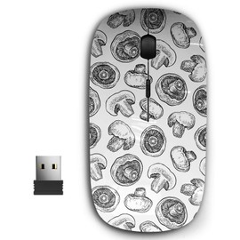 KAWAMOUSE 2.4G Ergonomic Portable USB Wireless Mouse for PC, Laptop, Computer, Notebook with Nano Receiver (Mushrooms)