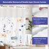 No Hook Floral Shower Curtain with Snap in Liner, Double